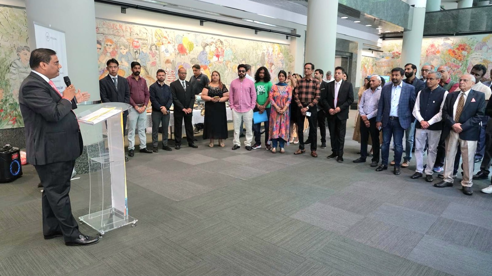 CGI India Seattle Prakash Gupta addressing the diaspora community at the inauguration of India Consular Centre in Seattle