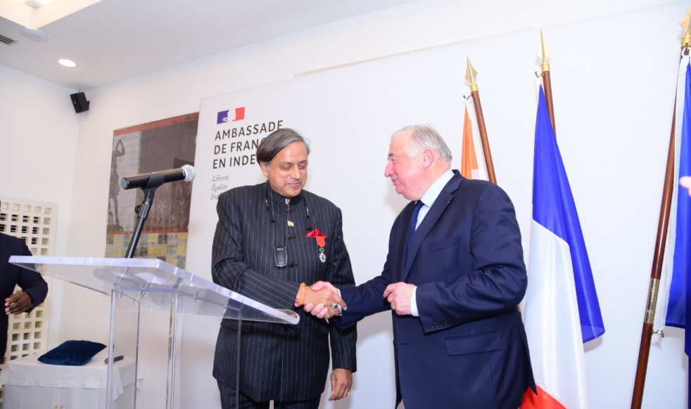 Shashi Tharoor receiving Chevalier de la Legion d'Honneur