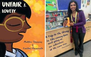 Author Mallika Thoppay with her book Unfair & Lovely