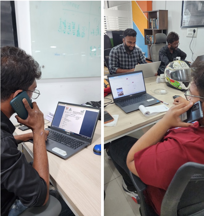 Milaap Support Team on call with Hospitals